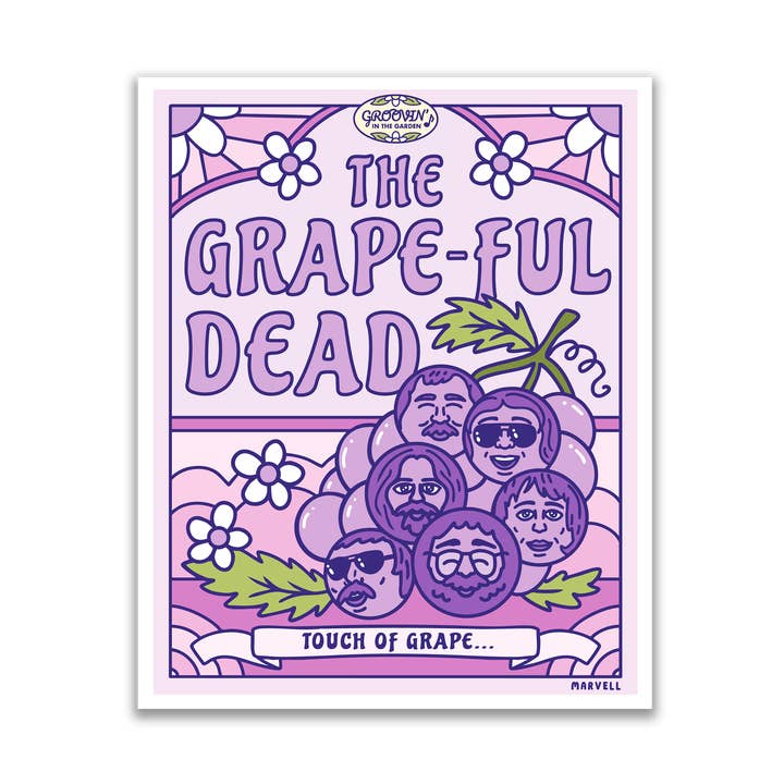 THE GRAPE-FUL DEAD - GROOVIN' IN THE GARDEN for wholesale by Lauren Marvell Illustrations
