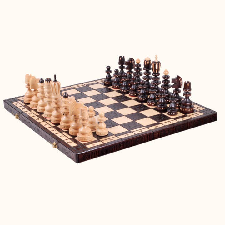 Set di scacchi pieghevole con grandi pezzi fatti a mano – Roman – 55 cm per la vendita all'ingrosso da parte di Schackmatt.se