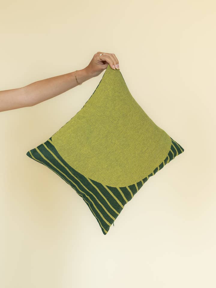 Recycled Cotton Throw Pillow Cover - Green Stripe for wholesale by eelo
