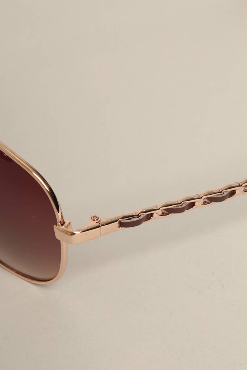  ASSORTED COLOR Women's Chain Detail Aviator Sunglasses for wholesale on Faire13