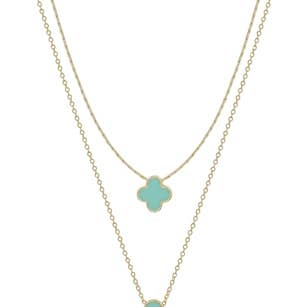 Double Layered Mint Clover 16"-18" Necklace for wholesale by What's Hot