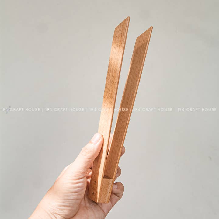 10" Handcrafted Beech Wood Salad Tongs - Serving Utensil for wholesale by 194 Craft House