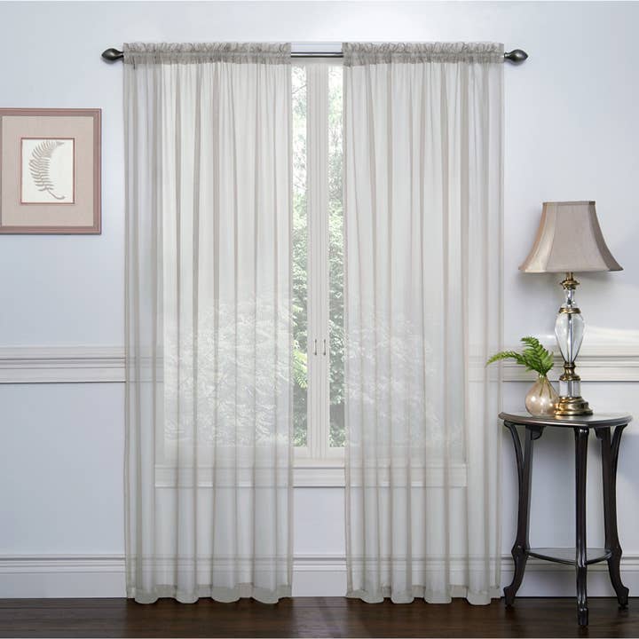 ShopBobbys - Wholesale Curtain - Crystal 2-Pack Sheer Rod Pocket Window Panel, 52x84 Inches Each6