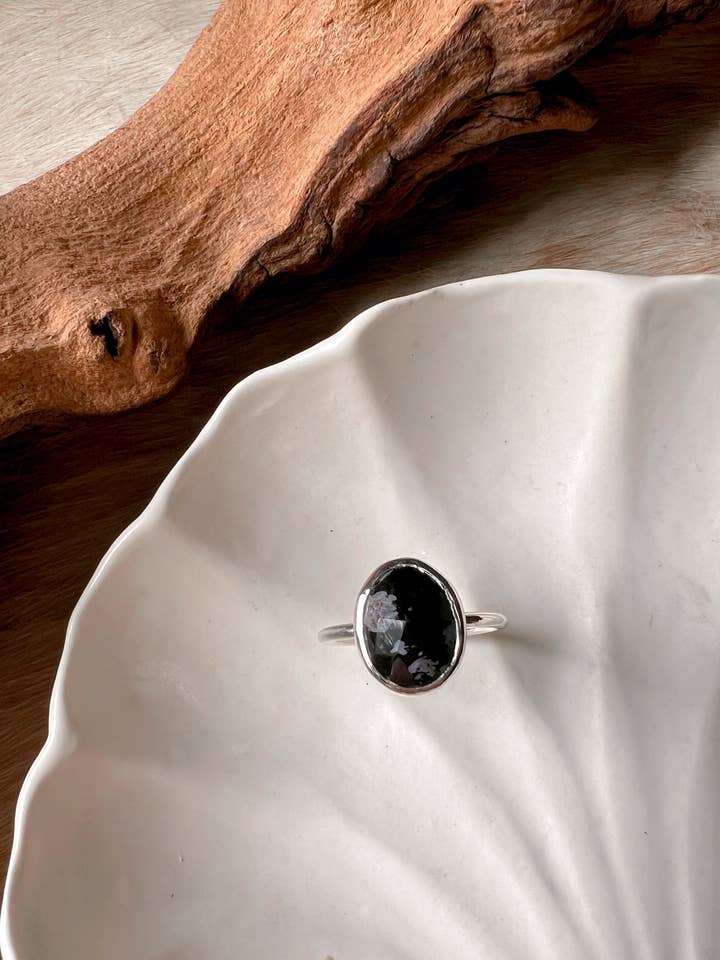 Snowflake Obsidian & Silver ring for wholesale by Opal & Gold