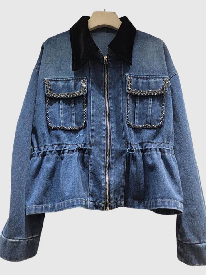 Broderad jacka med dragkedja och fickor för wholesale av Mccolin