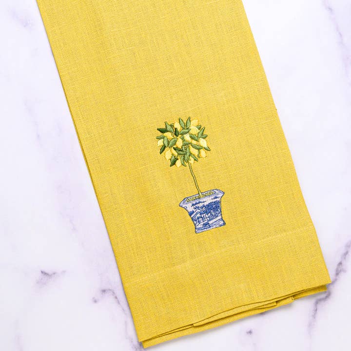 Arte Italica & Crown Linen Designs - Wholesale Tea Towel - Lemon Topiary Linen Towel