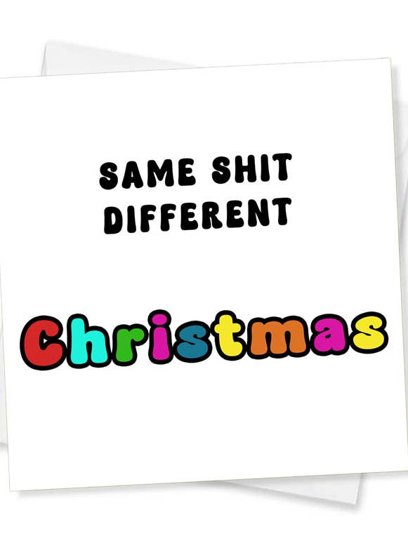 Même merde, Noël différent, carte de Noël pour la vente par Jeevesy Cards