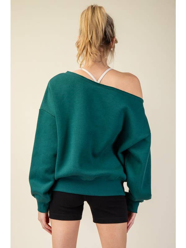 Sunday Morning – wholesale Sweatshirt – Women's – T6899PL37 PLUS SIZE OFF SHOULDER FRENCH TERRY FLEECE TOP18