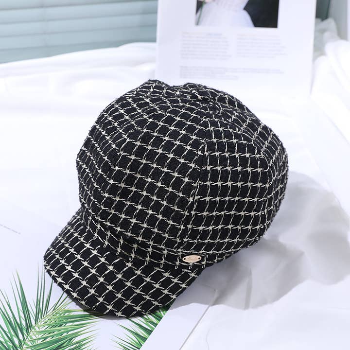 HIDDENBRAND - Wholesale Beret - Women's - Vintage checked beret octagonal hat