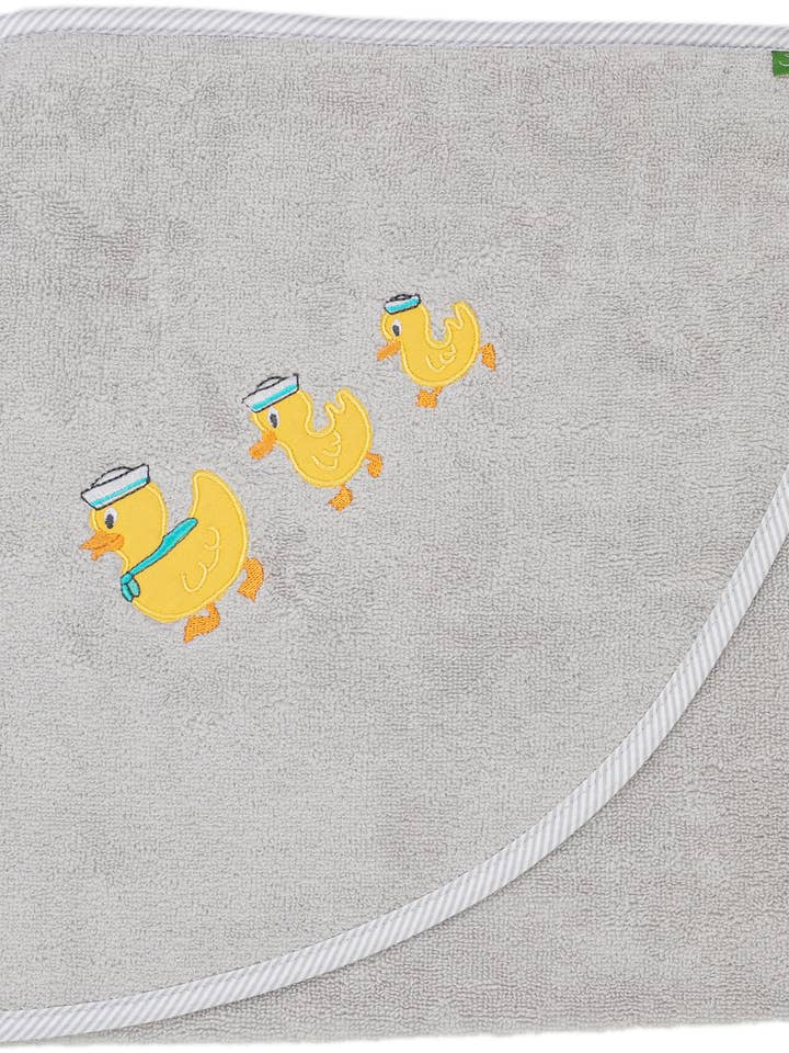 Kapuzenhandtuch Enten, 100x100 cm, hellgrau für den Großhandel von Smithy by Dagmar Nelk