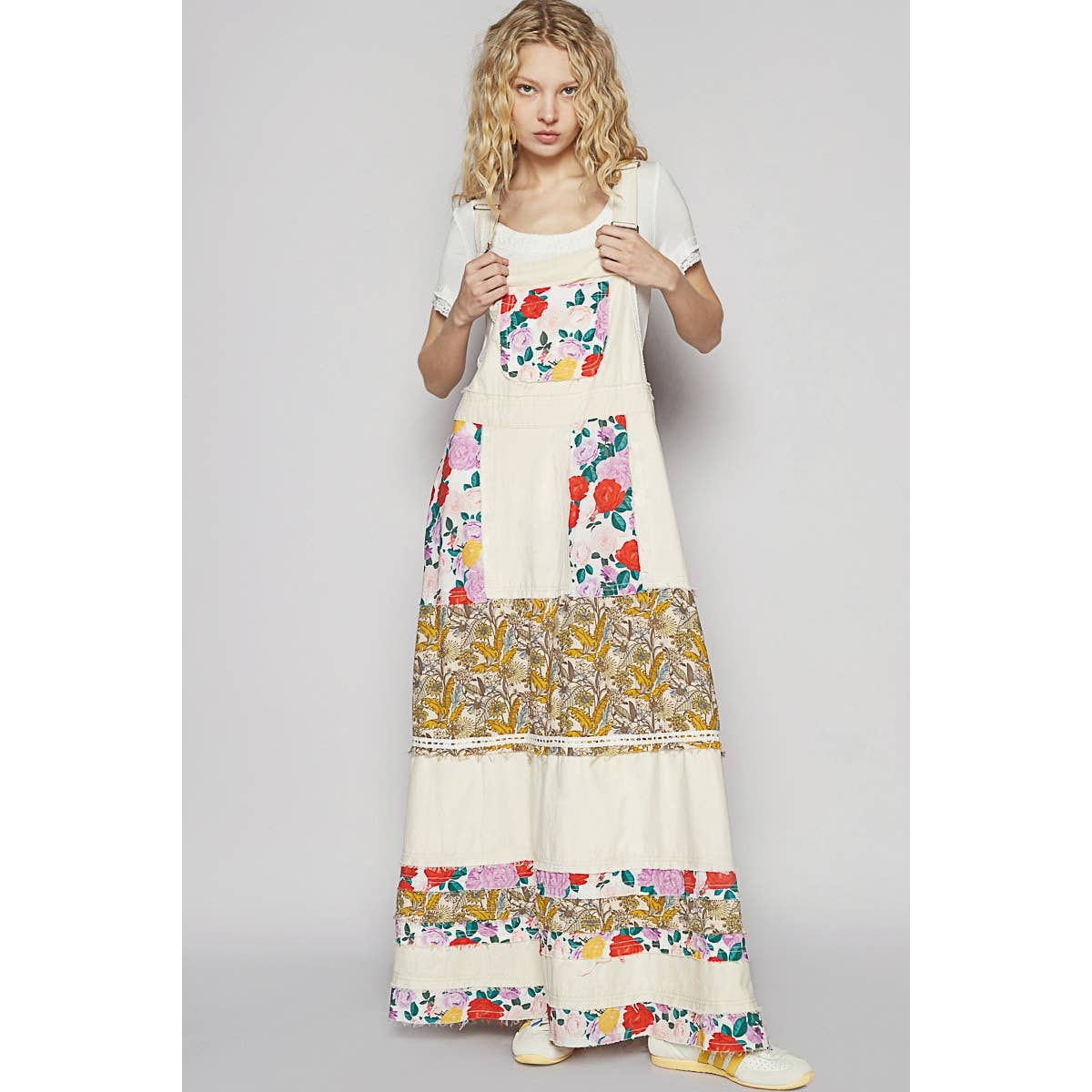 Pol Clothing - Wholesale Dress - Women's - Vintage Washed Front Pocket Floral Contrast Dress5