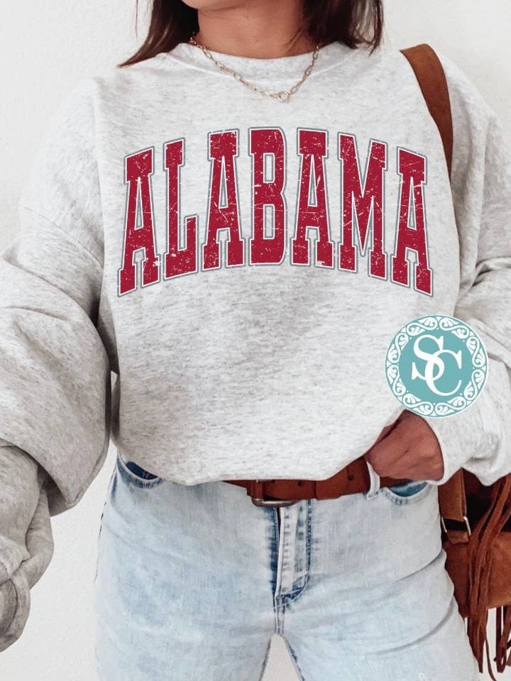 Alabama Sweatshirt, Varsity arch, Vintage for wholesale by Sweet Carolines Boutique