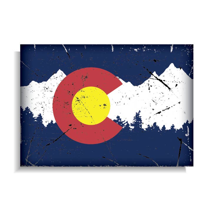 Magnet: Colorado Distressed US State Flag for wholesale by BetterMagnets.com by Design Studio 88 Inc
