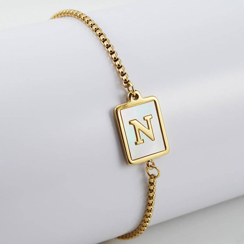 Mio Queena - Wholesale Charm/Dangle Bracelet - Gold-plated Shell Stainless Steel Initial Bracelets13