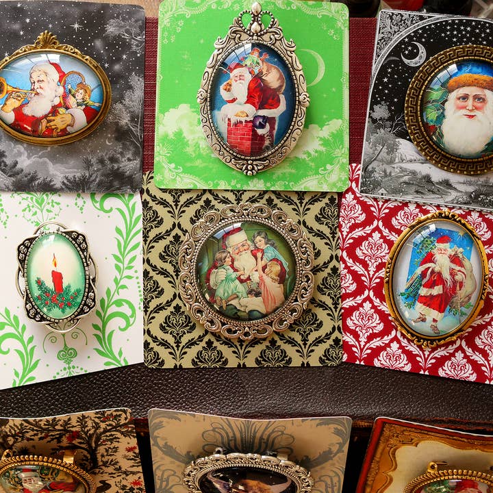 Asunder Bazaar - Wholesale Brooch - 20pc Vintage Christmas Brooches on Cards 4