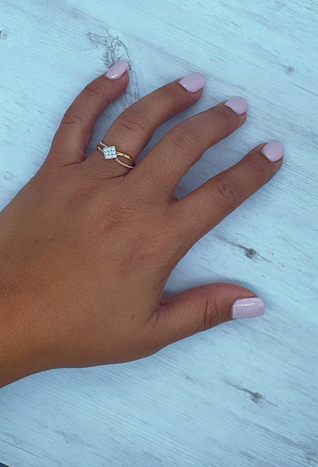 Milie - Wholesale Multi-Stone Ring - 18k GF Ring Featuring Square Shape With Nine CZon Top4