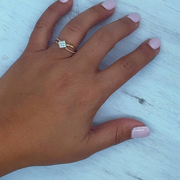 Milie - Wholesale Multi-Stone Ring - 18k GF Ring Featuring Square Shape With Nine CZon Top4