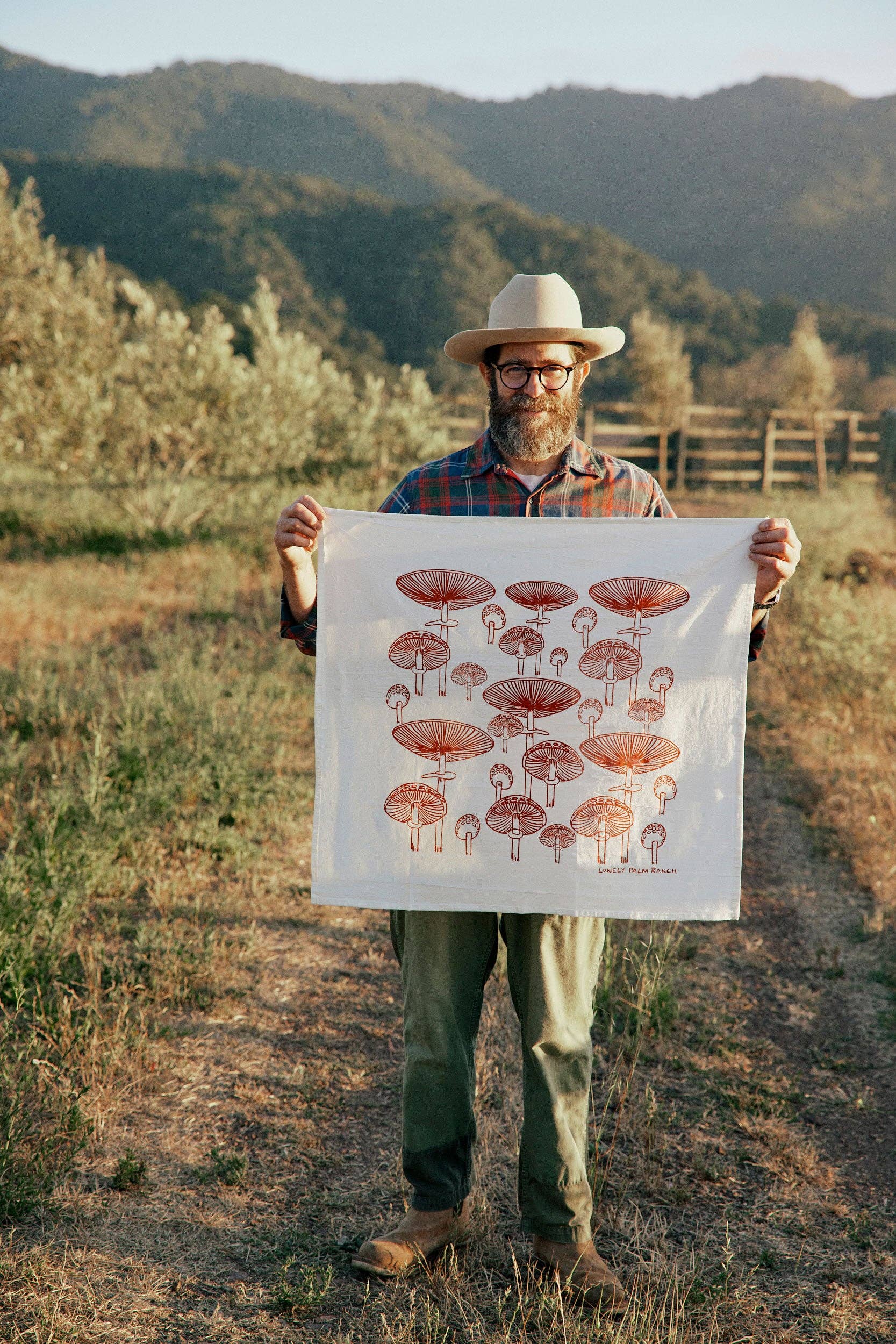 Lonely Palm Ranch - Wholesale Tea Towel - Rust Mushroom 28" Tea Towel - Silkscreened 100% Cotton3