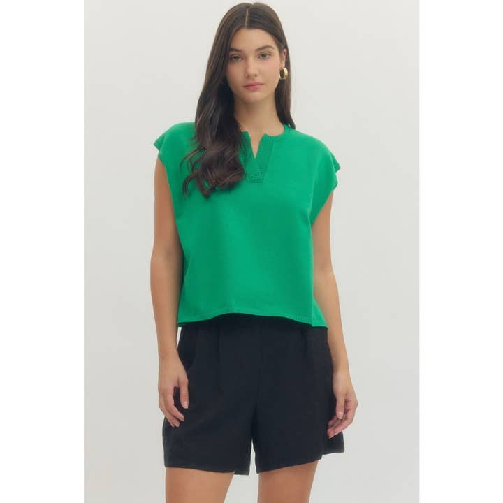 Solid short sleeve knit top for wholesale by STYLE USA