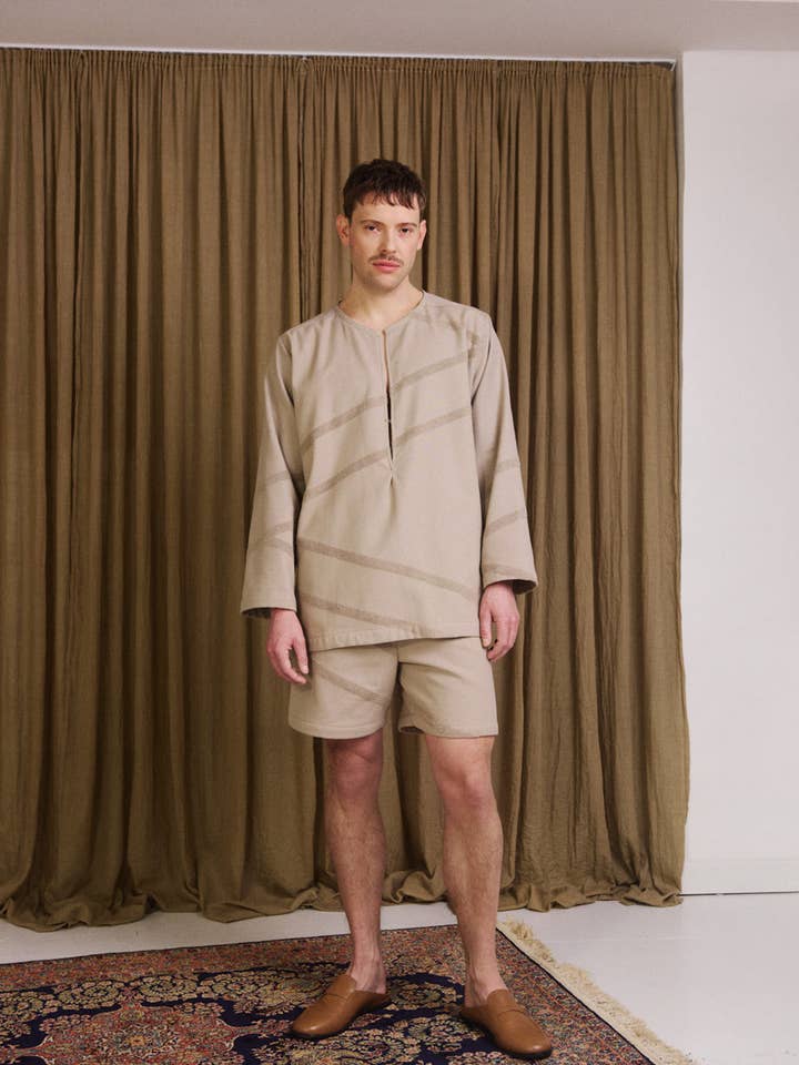 Light grey shorts in sustainable terry cotton (unisex) for wholesale by WAY