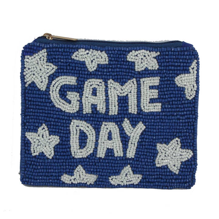 Muntportemonnee met volledig kralen voor dames met GAME DAY-thema voor wholesale door Nima Accessories Inc