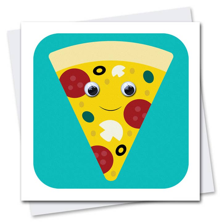 Piero Pizza Greetings Card for wholesale by Stripey Cats Cards