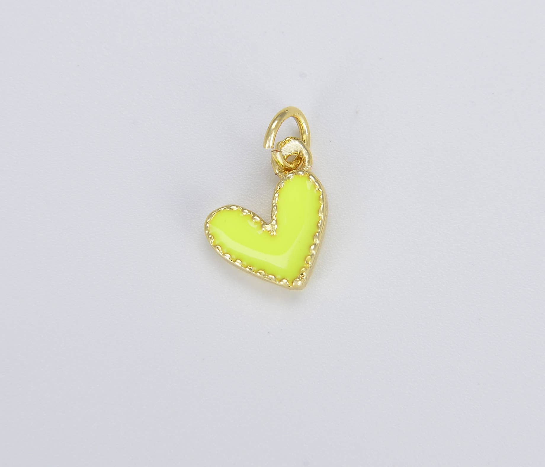Beads Creation - Wholesale Individual Charm/Pendant - Dainty Enamel Heart Charm Pendant in Gold Filled, CP1225A9