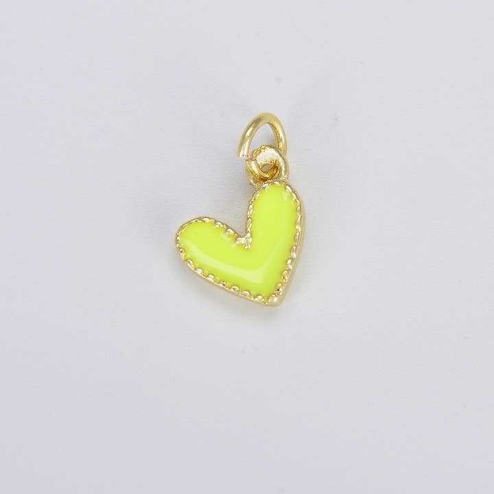 Beads Creation - Wholesale Individual Charm/Pendant - Dainty Enamel Heart Charm Pendant in Gold Filled, CP1225A9