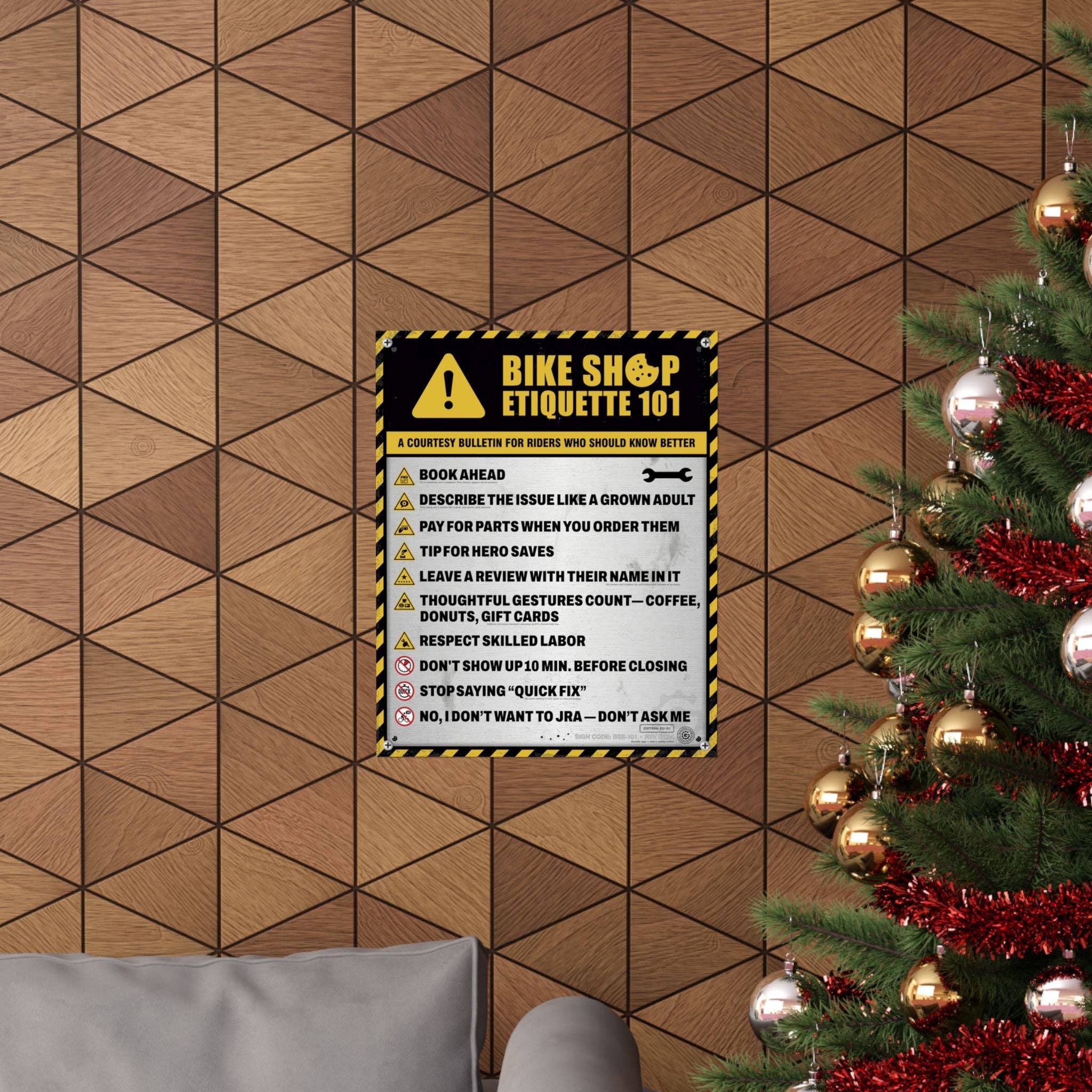 One Gear Short of Normal - Wholesale Poster - Bike Shop Etiquette 101 Poster | EU Safety Sign Edition (Q1) | Cycling Shop Wall Art | Funny Bike Shop Decor | 16x203