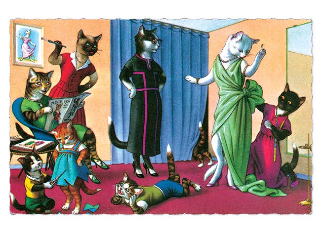 Laughing Elephant - Wholesale Postcard - Delightfully Dressed Cats - Everyday Boxed Postcards5