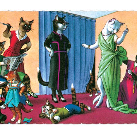 Laughing Elephant - Wholesale Postcard - Delightfully Dressed Cats - Everyday Boxed Postcards5