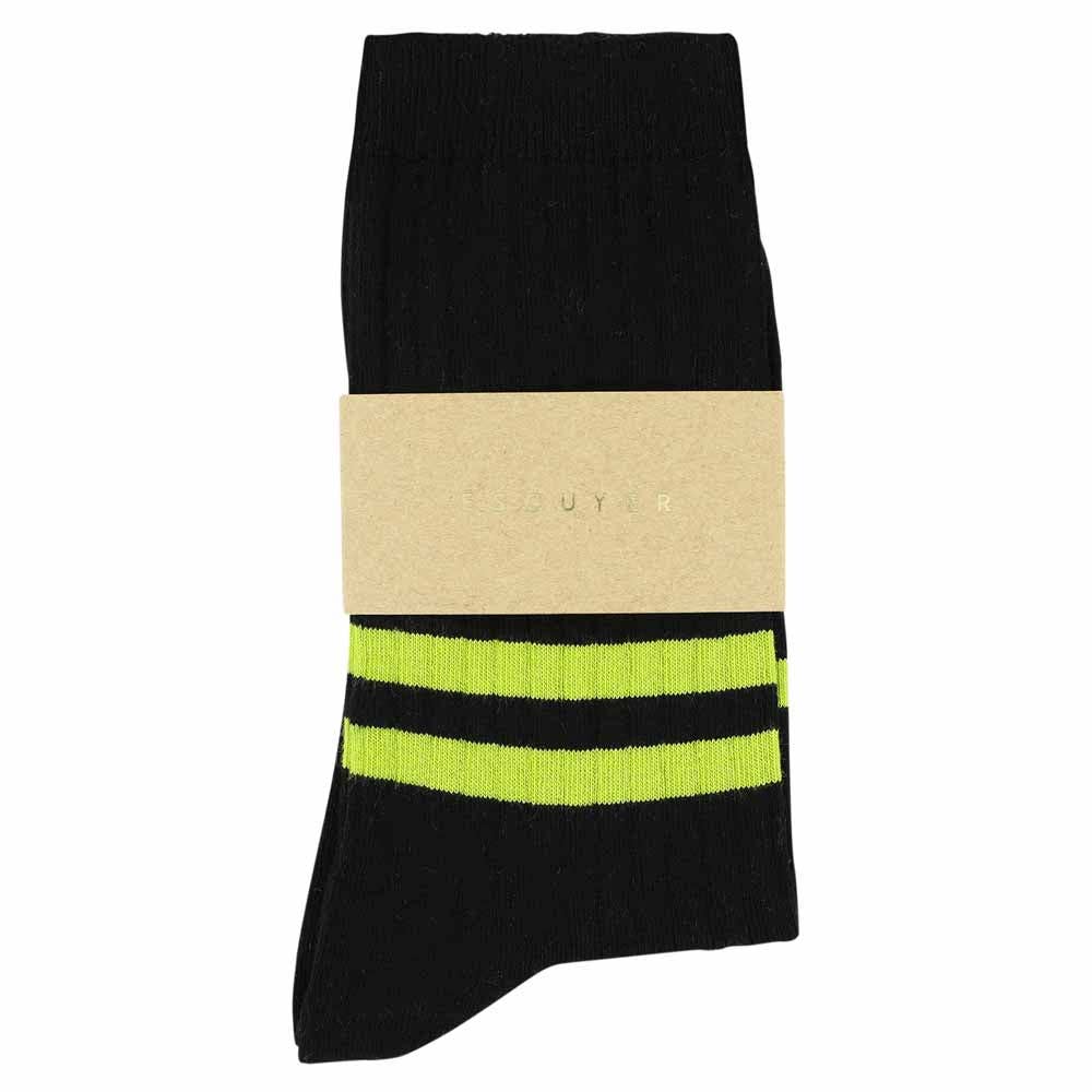 ESCUYER - Vente Chaussettes – femme - Femmes Rayures - Noir / Citron vert1