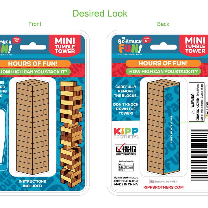 Novelty Brands - Wholesale Stacking Game - So Much Fun! Classic Mini Tumble Tower Wood Game - 6/Display6