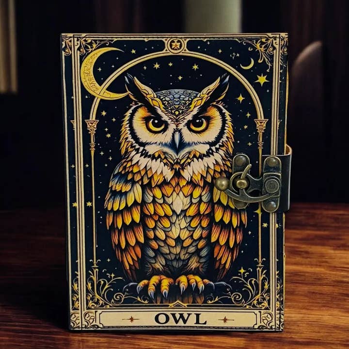 Owl Grimoire Journal Blank Book of Shadows Leather Spellbook for wholesale by MNM HANDICRAFTS