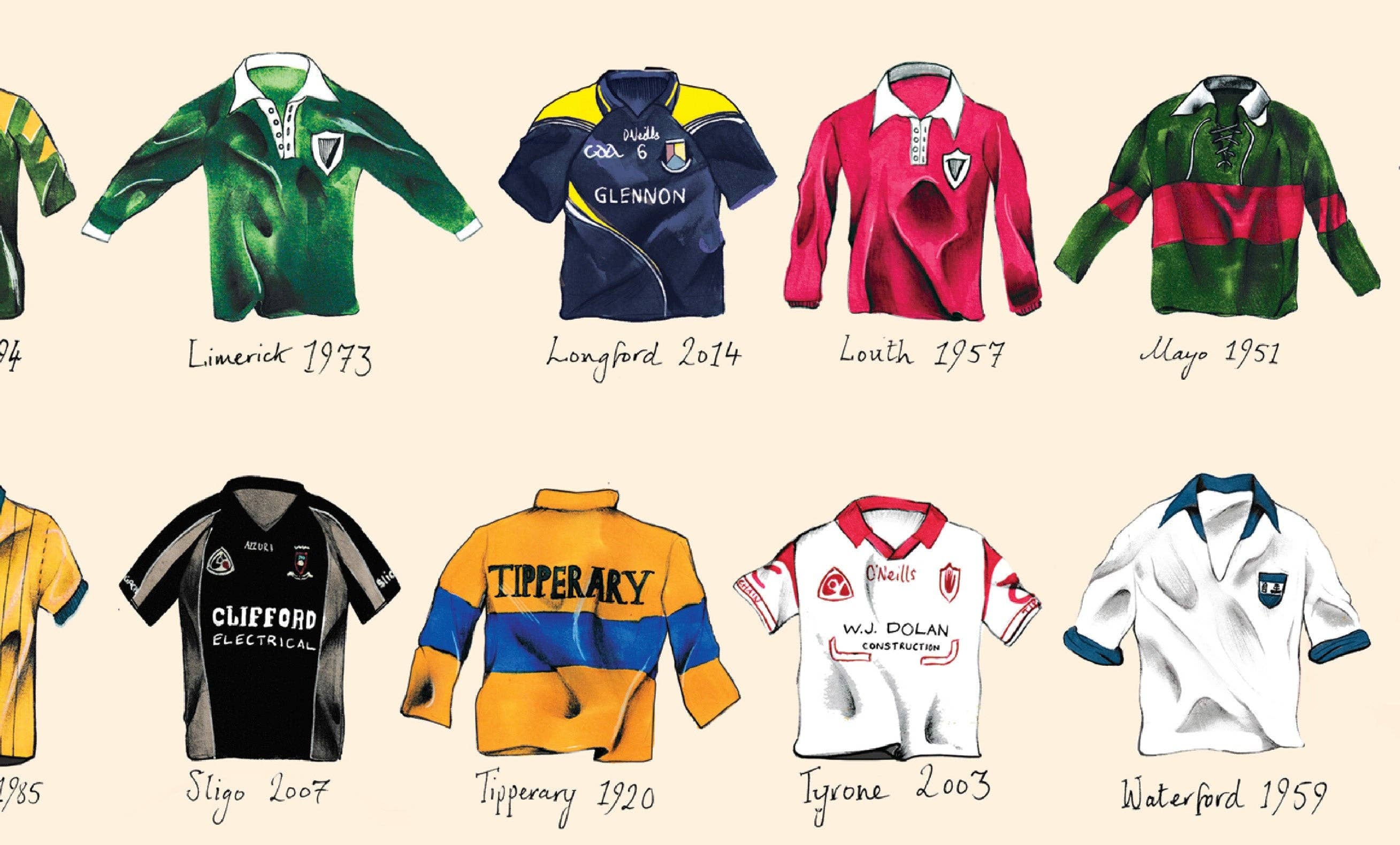 Maktus - Wholesale Art Print - GAA Jerseys Of The 32 Counties A3 Print3