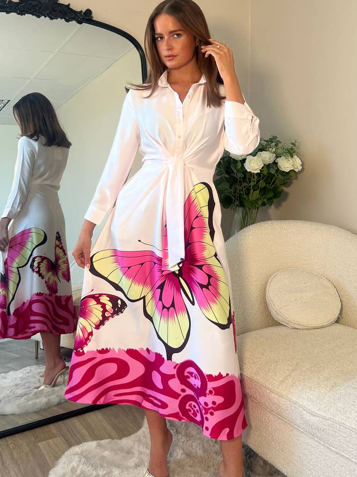 Isabella Rosa Fjärilsknyt Blusklänning för wholesale av Girl in mind