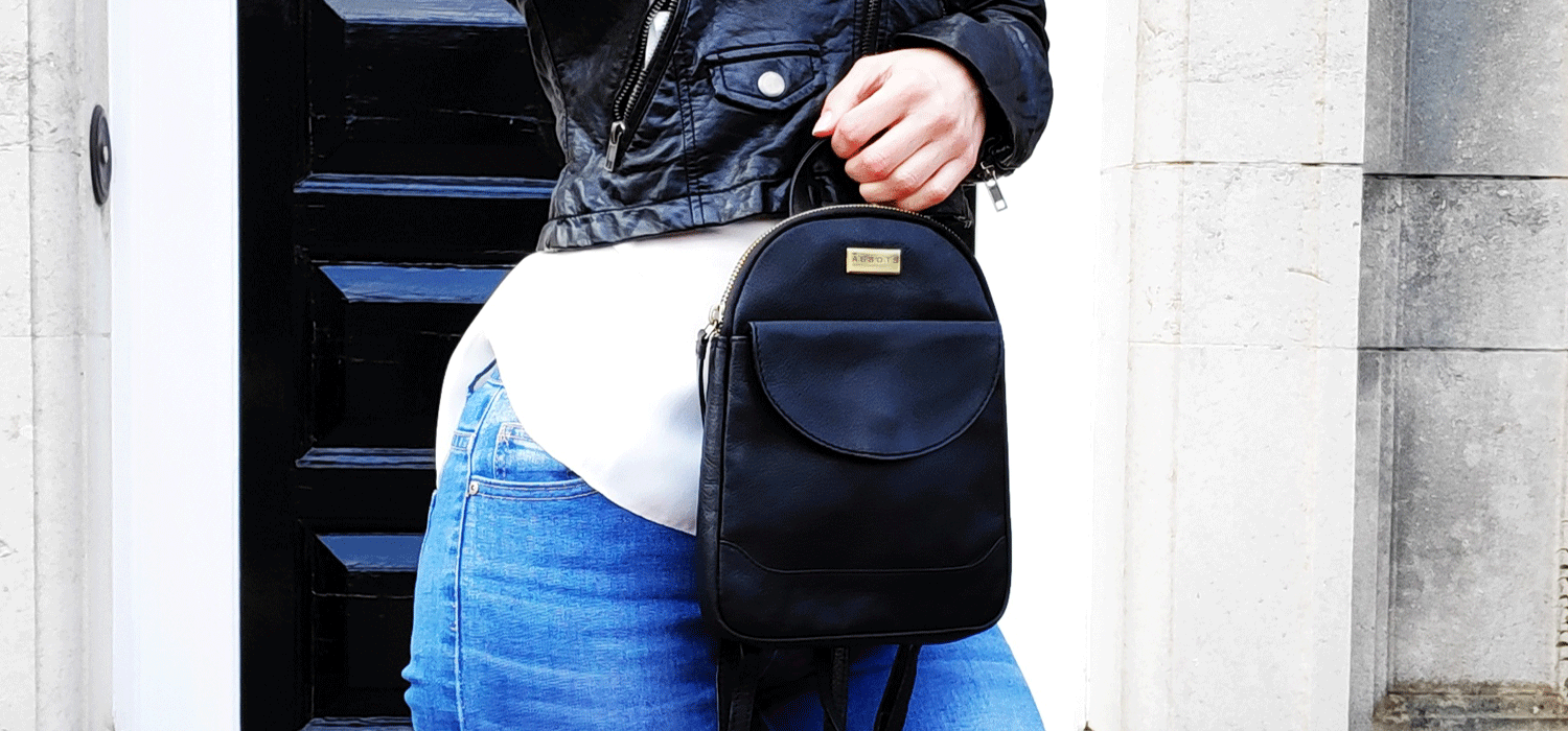 Wholesale 'GEORGE' Black Mini Leather Backpack for your store