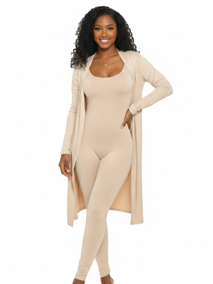 2PC Cardigan Set with Muscle Tank Jumpsuit for wholesale by To Star