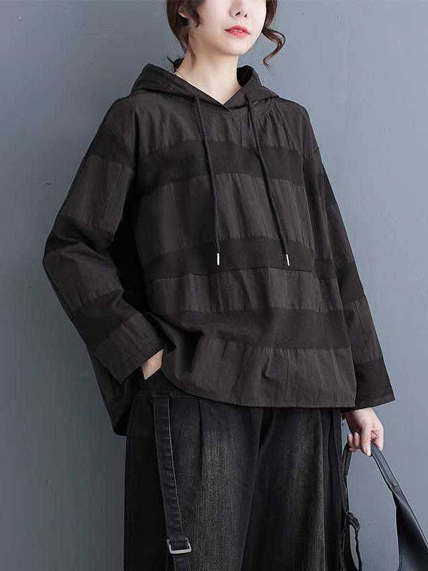 StyleGalX - Wholesale Hoodie – Women's - Long Sleeves Loose Drawstring Hooded Solid Color Split-Joint Round-Neck Hoodies Tops8