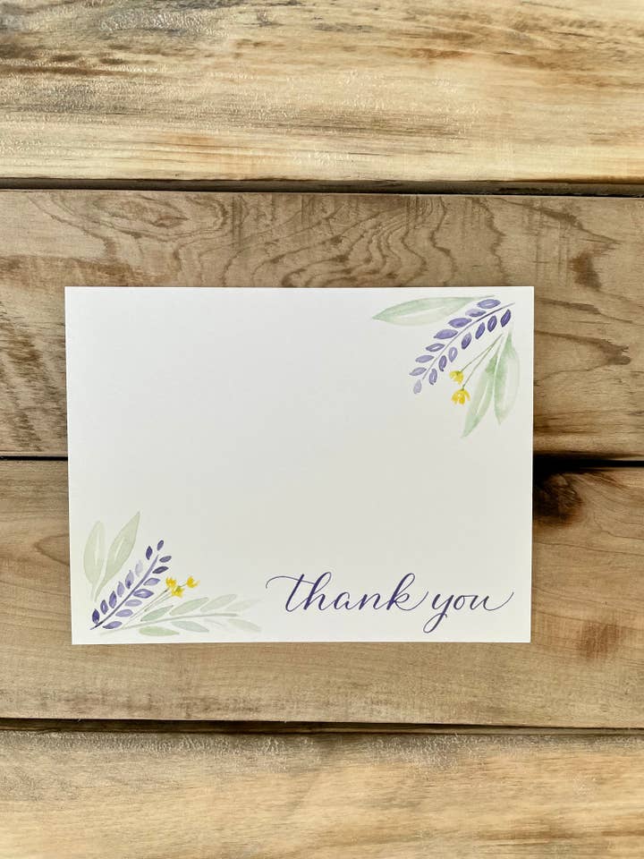 Ensemble de cartes plates de remerciement floral d'angle pour la vente par Mar + Liz Ink and Art