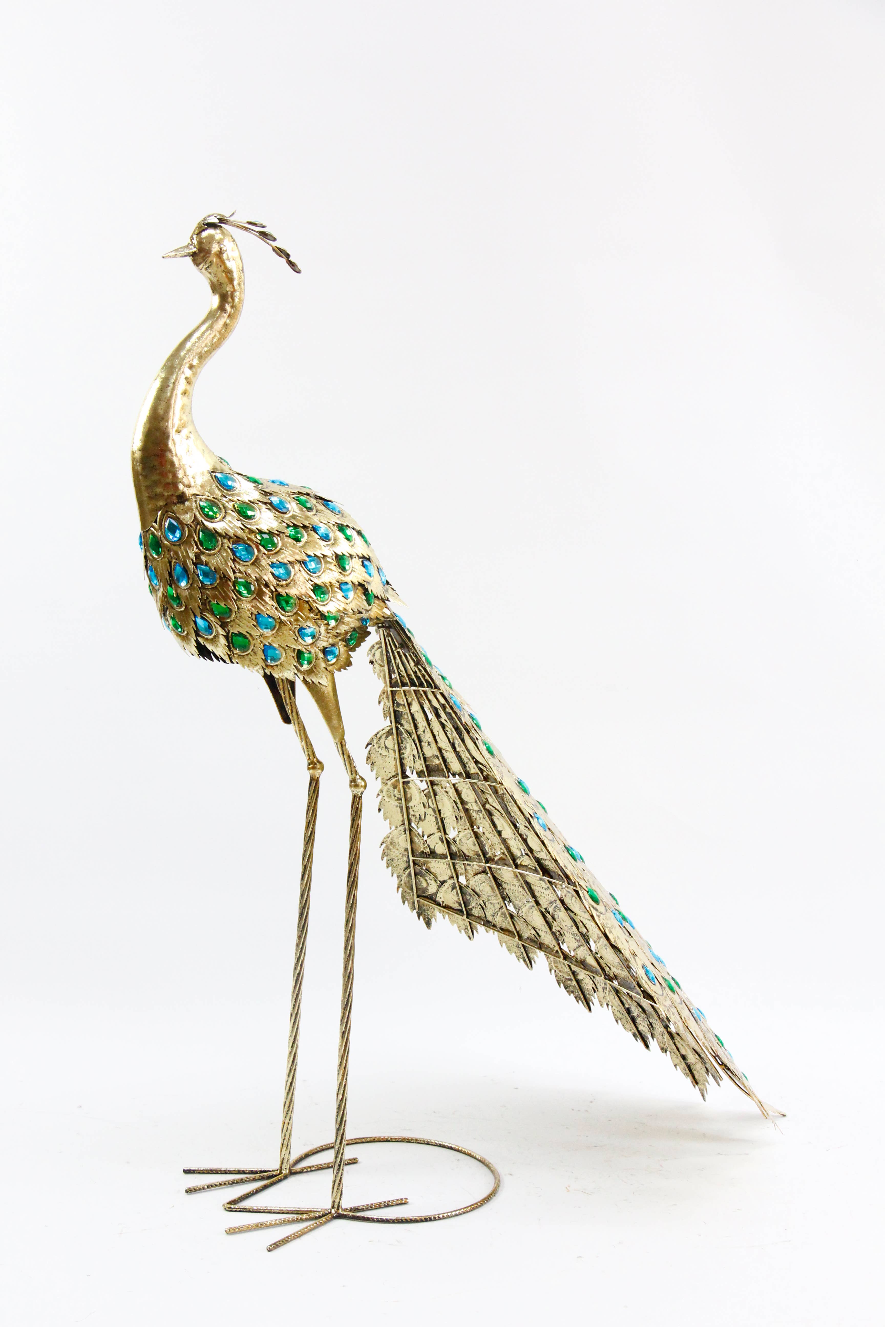 Continental Art Center - Wholesale Outdoor Ornament/Decor - Colorful Metal Golden Peacock Statue1