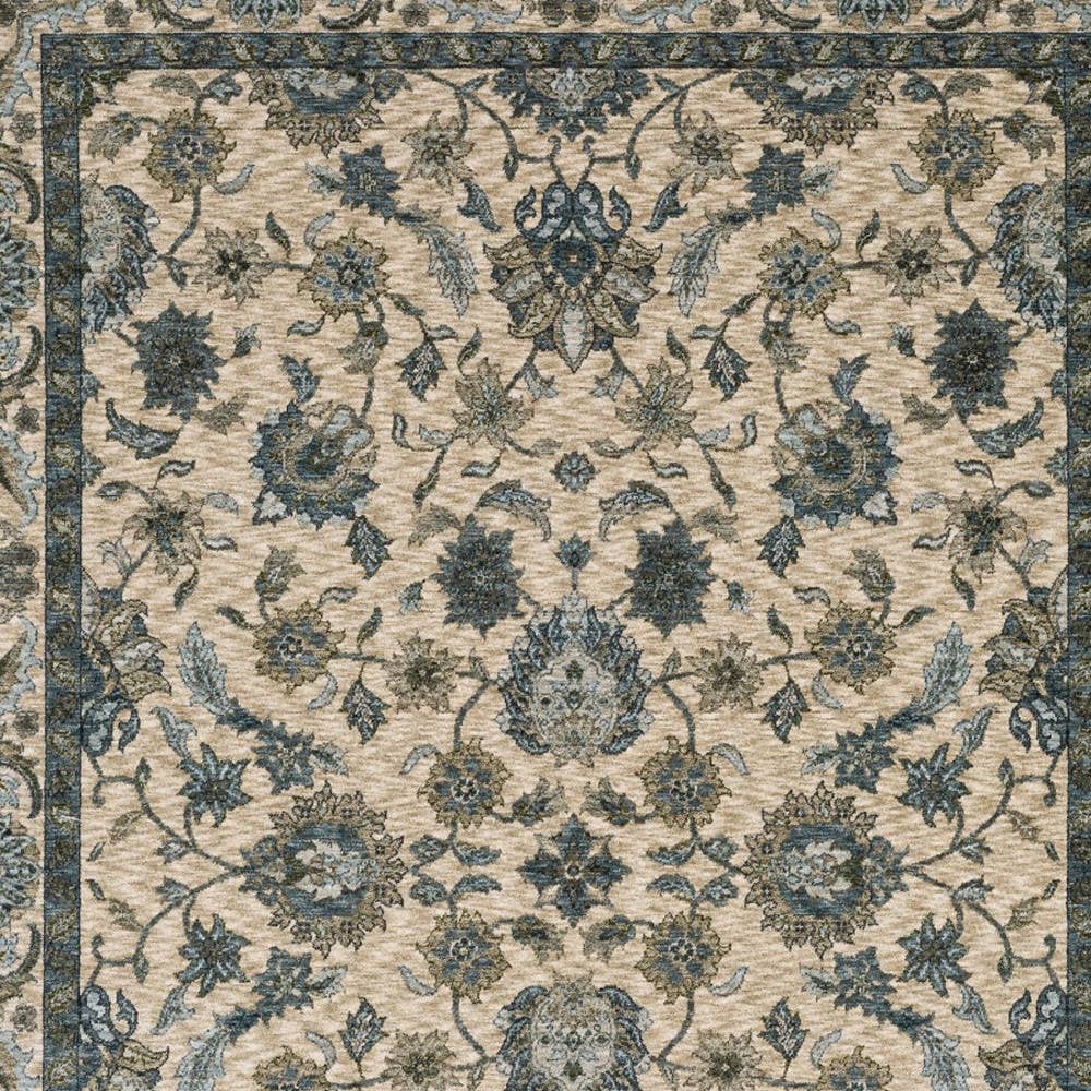 HomeRoots - Wholesale Area Rug - 2' X 3' Beige And Blue Oriental Area Rug With Fringe4