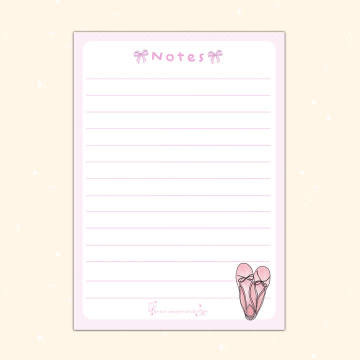 Bloc de notas de zapatilla de ballet para venta al por mayor de Annie's paper studio