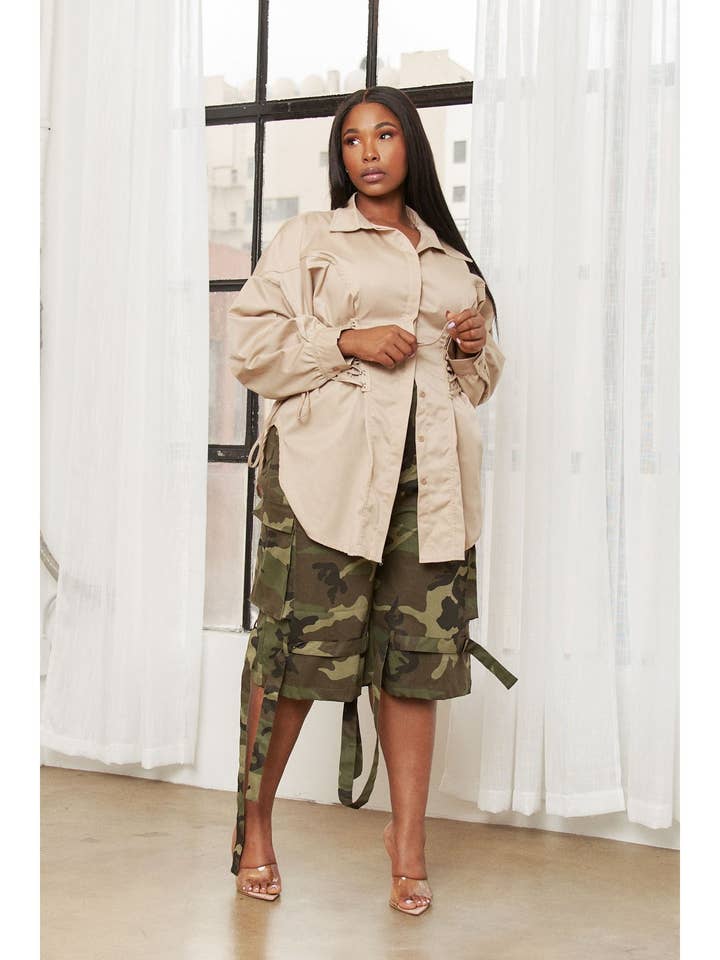 Plus Size Elastic Waist Straps Detail Pocketed Cargo Shorts and other Purchase Wholesale plus shorts. Free Returns & Net 60 Terms on Faire trending on Faire.