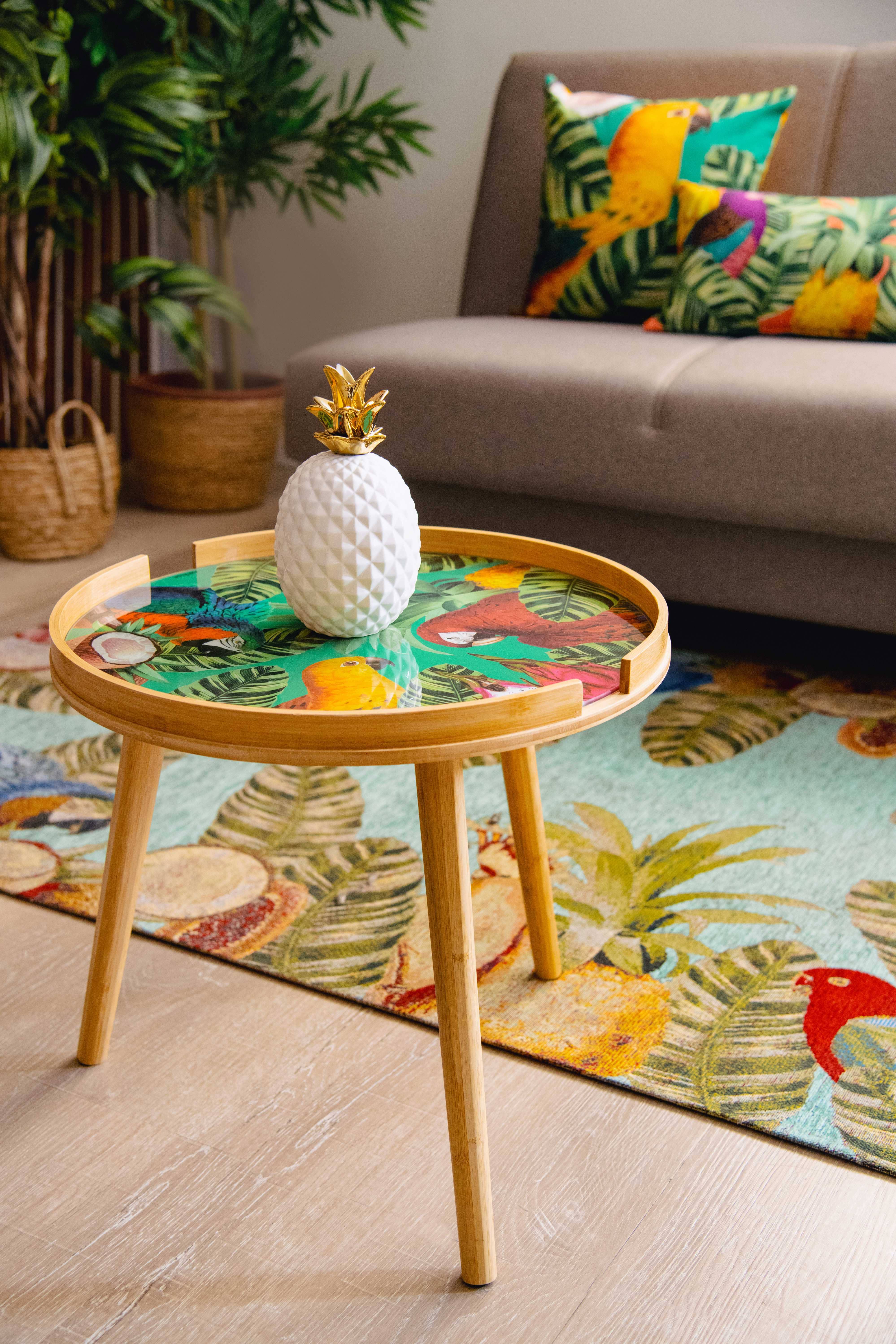 Bergamaschi & Vimercati S.p.a. - Wholesale Side Table - Havana Bamboo & Glass Coffee Table 48x48x44 cm Multicolor3