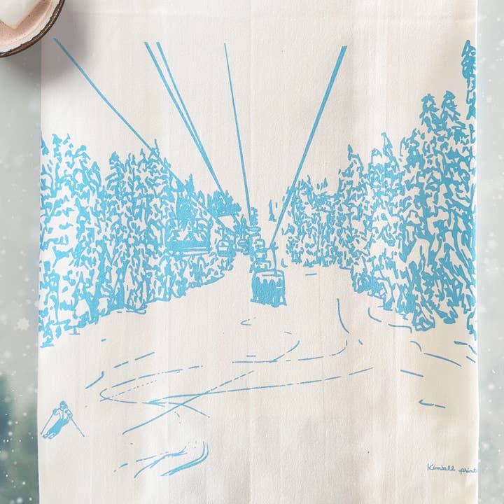 Kimball Prints - Wholesale Tea Towel - Ski Lift Cotton Tea Towel | Ski Collection