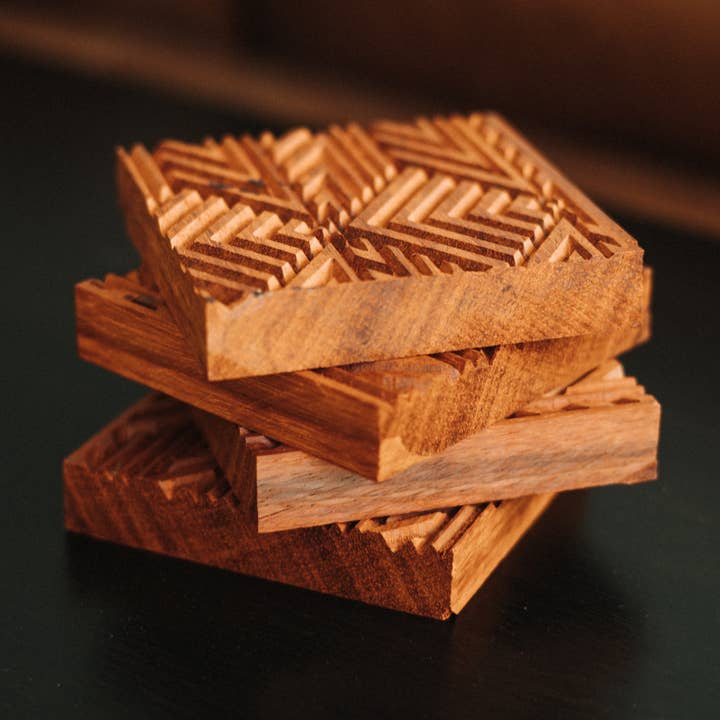 Padauk Coasters for wholesale by Workboots & Glasses