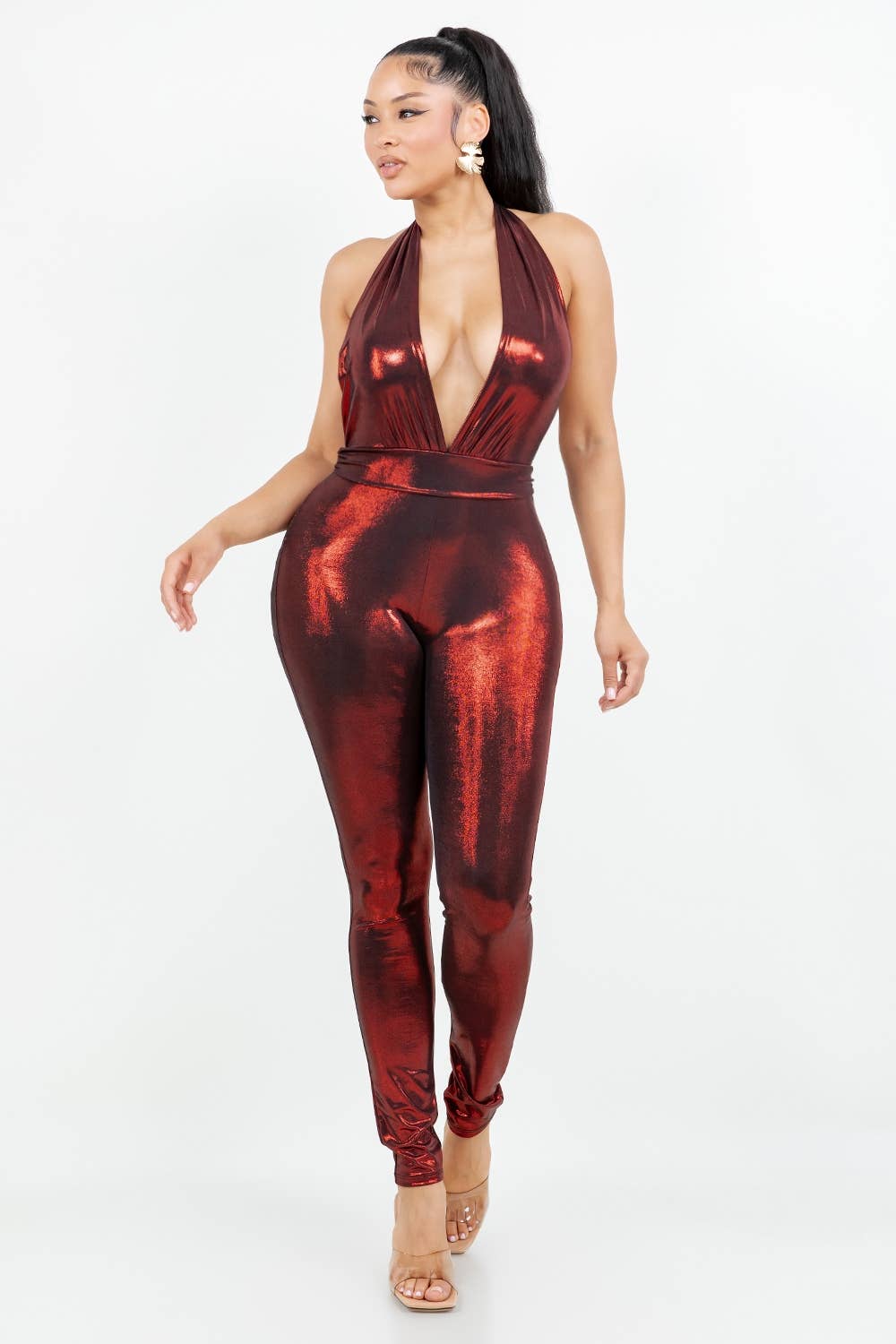 Uptown Apparel - Wholesale Jumpsuit - Women's - J8057 FOIL HALTER JUMPSUIT WITH TIE BACK4