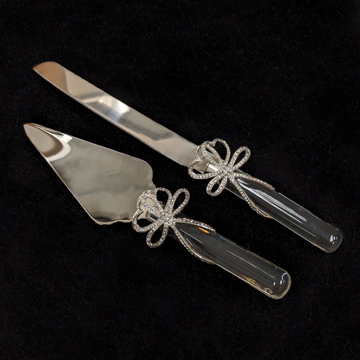Collection by Nouvelle - Wholesale Serving Utensil - Cake Server Set with Crystal Bow Design