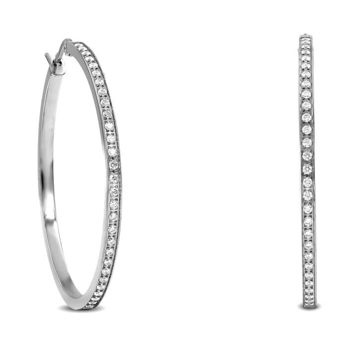 B.Tiff - Wholesale Hoop Earrings - ER317 B.Tiff Pave 58-Stone Classic Large Hoop Earrings